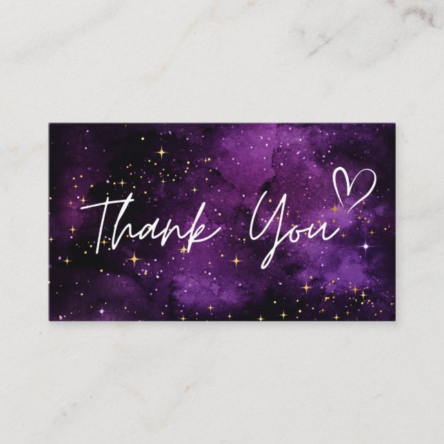 Thank You Purple Night Sky Cosmic Galaxy Sparkles  Business Card (Front)