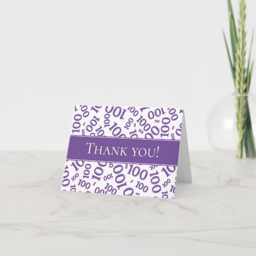 Thank you Purple Number 100 Pattern  Thank You Card