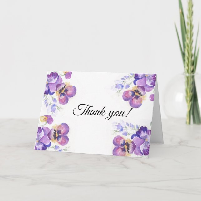 Thank you purple pansies floral card (Front)