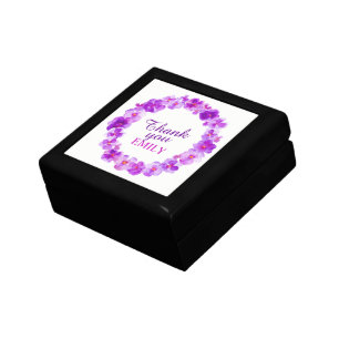 Thank you purple pansies wreath art gift box