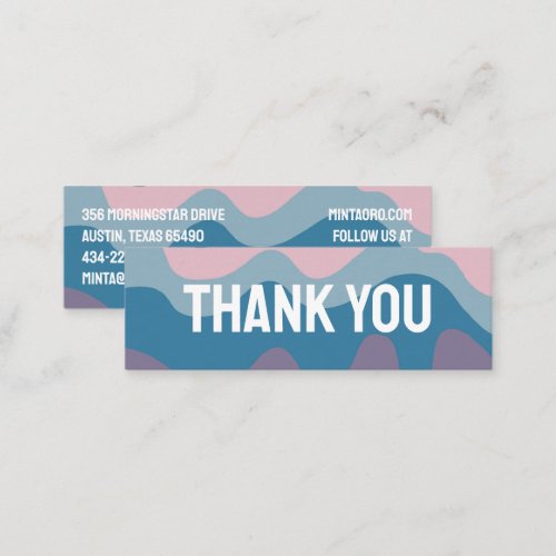 THANK YOU Purple Pink Wavy Stripes Social Icons Mini Business Card