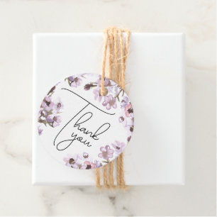 Thank You Purple Watercolor Wildflowers Favor Tags