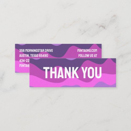 THANK YOU Purple Wavy Stripes Social Icons Mini Business Card