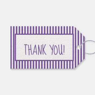Thank You:  Purple/White Simple Stripes Pattern Gift Tags