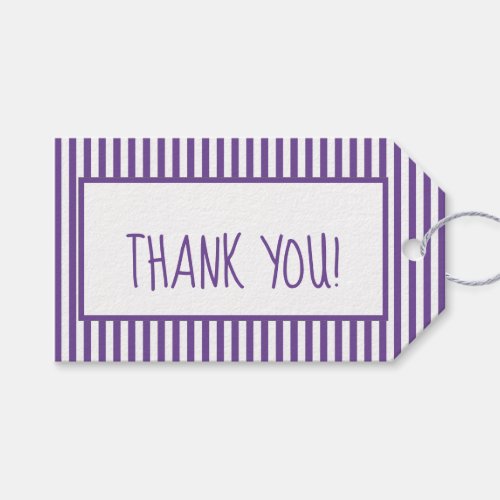 Thank You  PurpleWhite Simple Stripes Pattern Gift Tags