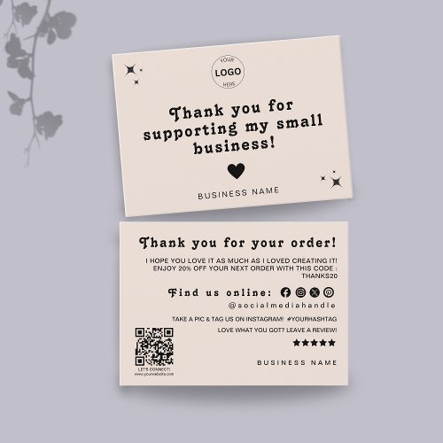Thank You Qr Code Logo Discount Leave A Review Business Card