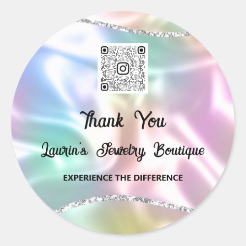 Thank You Qr Code Online Shop Instagrams Holograph Classic Round Sticker