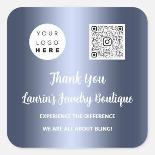 Thank You Qr Code Online Shop Instagrams Logo Blue Square Sticker