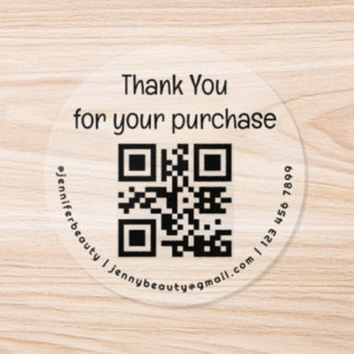 thank you qr code small business transparent  classic round sticker