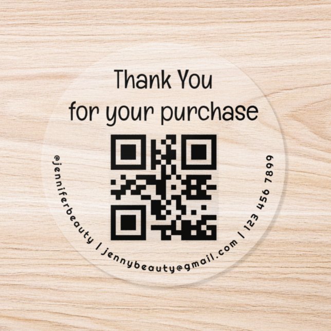 thank you qr code small business transparent  classic round sticker (Single)