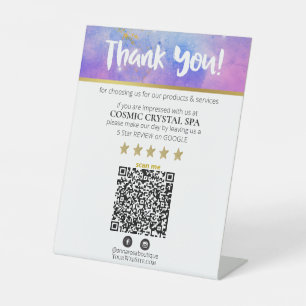 *~ THANK YOU - QR REVIEW Cosmos Galaxy Nebula AP8 Pedestal Sign