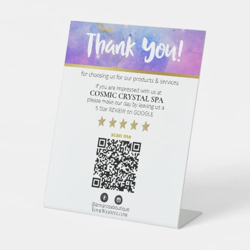 *~ THANK YOU - QR REVIEW Cosmos Galaxy Nebula AP8 Pedestal Sign