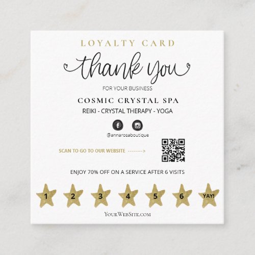  Thank you QR Rewards Gold Stars Loyalty Card