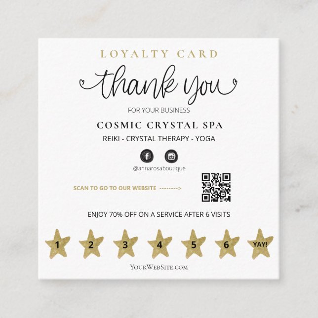 *~* Thank you QR Rewards Gold Stars Loyalty Card (Front)