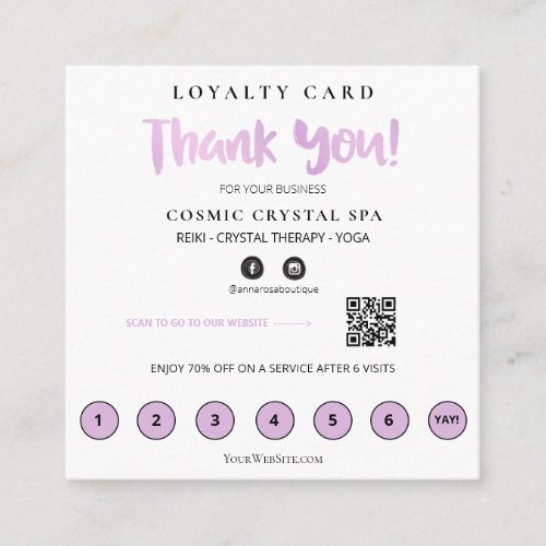 *~* Thank you QR Rewards Pink Hearts Black Loyalty Card