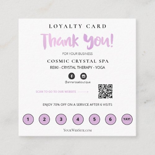  Thank you QR Rewards Pink Hearts Black Loyalty Card