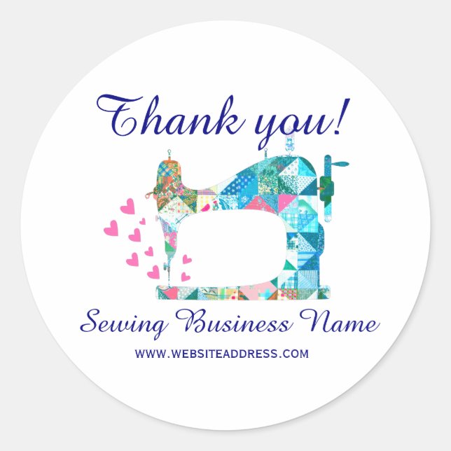 Thank You Quilt Sewing Machine Classic Round Sticker (Front)