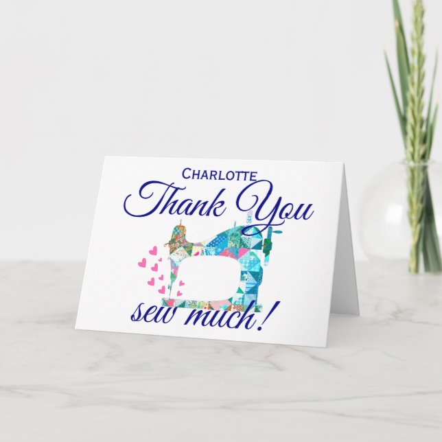 Thank You Quilt Sewing Machine Greeting Card (Front)