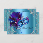 Thank You Quinceanera Party Masquerade Blue (Front/Back)