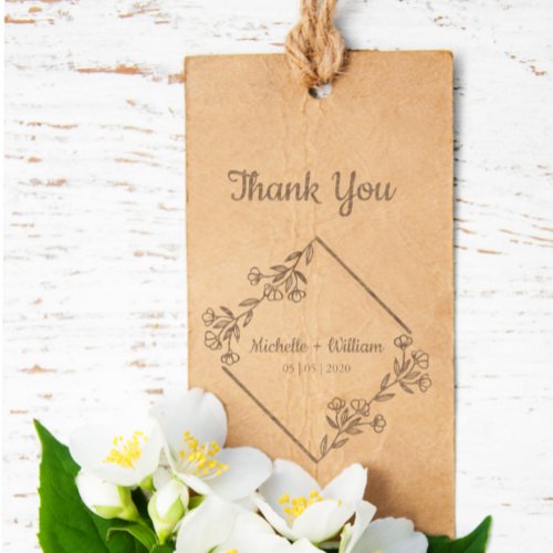 Thank You Quote Diamond and Wildflowers Wedding Rubber Stamp