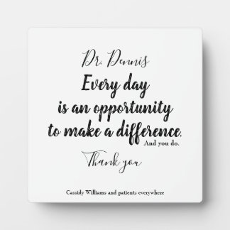 Thank You Quote Healthcare Black White Typography Plaque