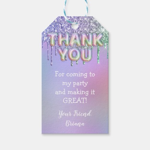 Thank You Rainbow Balloons Favors Tags