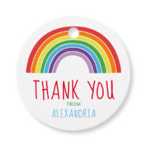 Thank You Rainbow Birthday Party Girls Colorful Favor Tags