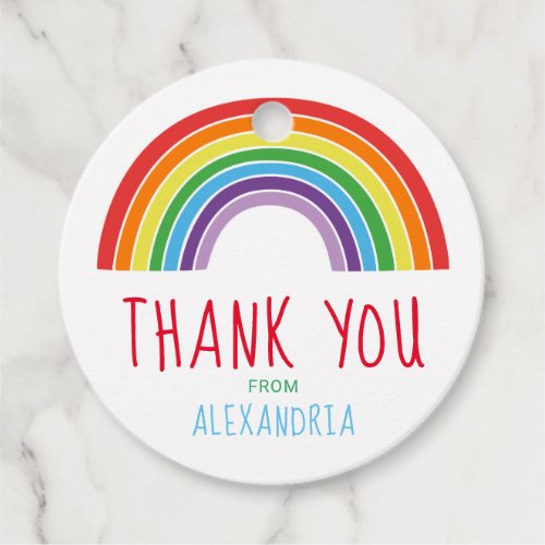 Thank You Rainbow Birthday Party Girls Colorful Favor Tags