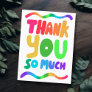 THANK YOU Rainbow Colorful Curvy Bubble Letters  Postcard