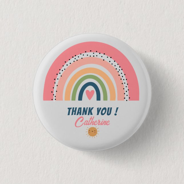THANK YOU RAINBOW CUTE BOHO DESIGN BUTTON (Front)