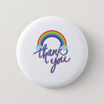 Thank You Rainbow Design Button by FunkyPenguin at Zazzle