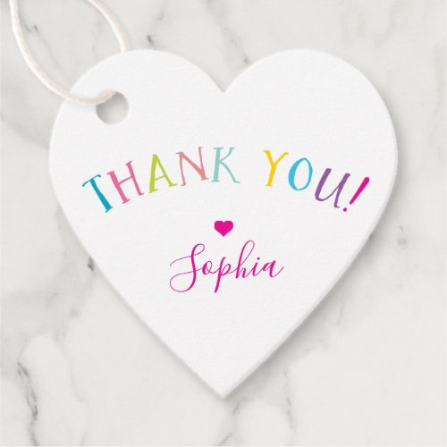 THANK YOU rainbow letters pretty bright colours Favor Tags