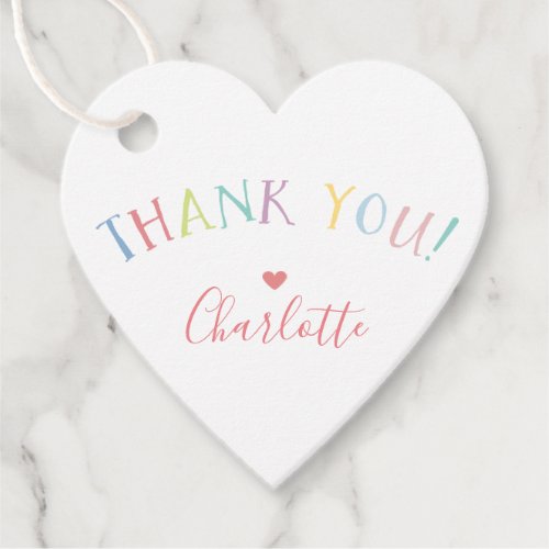 THANK YOU rainbow letters pretty pastel colours Favor Tags