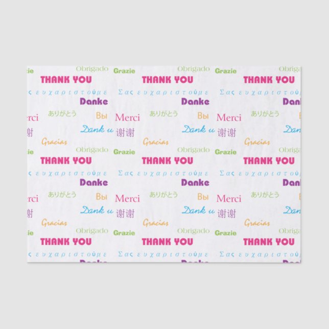 Thank You Rainbow Many Languages Text Tissue Paper (Front)