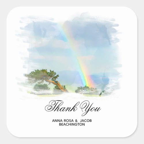  THANK YOU Rainbow Mountain Tree AR11 Square Sticker