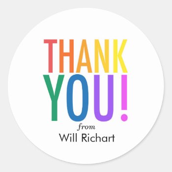 Thank You Rainbow Order Stickers Custom Gift Tags by LNZart at Zazzle