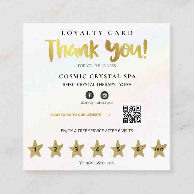 *~* Thank you Rainbow QR Punch Loyalty Card (Front)