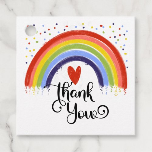 THank you Rainbow square sticker favor tags