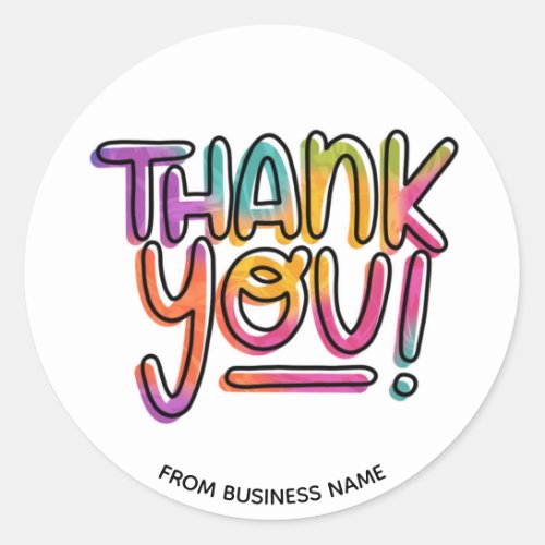 Thank You Rainbow Thanking Thanks for Business Classic Round Sticker