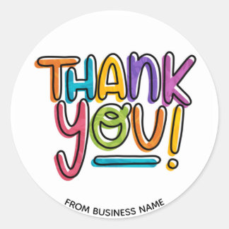 Thank You Rainbow Thanking Thanks for Business Classic Round Sticker