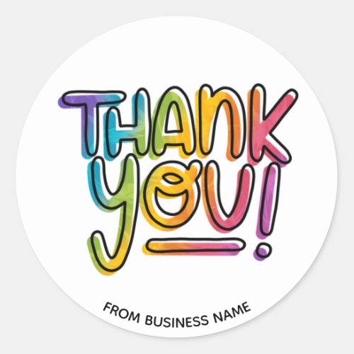 Thank You Rainbow Thanking Thanks for Business Classic Round Sticker