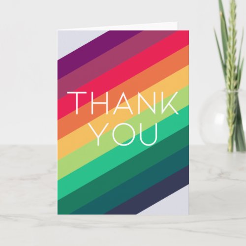 Thank You  Rainbow Trendy Muted Stripes LGBT Card