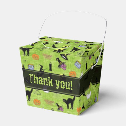 Thank You  Random Halloween Iconic Pattern Green Favor Boxes