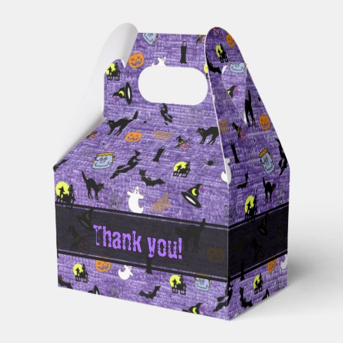 Thank You  Random Halloween Iconic Pattern Purple Favor Boxes