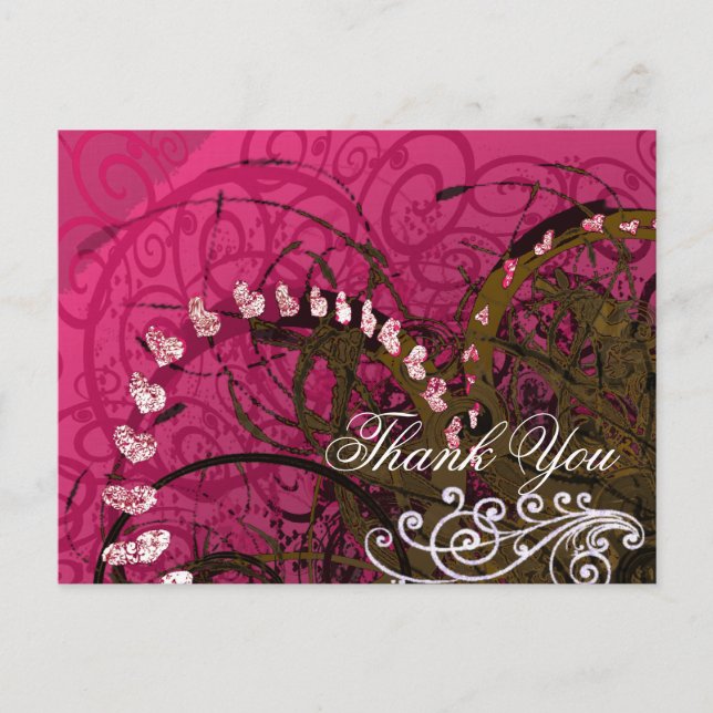 Thank You Rasberry Hearts Postcard (Front)