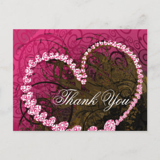 Thank You Rasberry Hearts Postcard