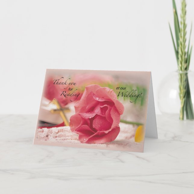 Thank You. Reading at Our Wedding, Rose, Religious You Card (Front)