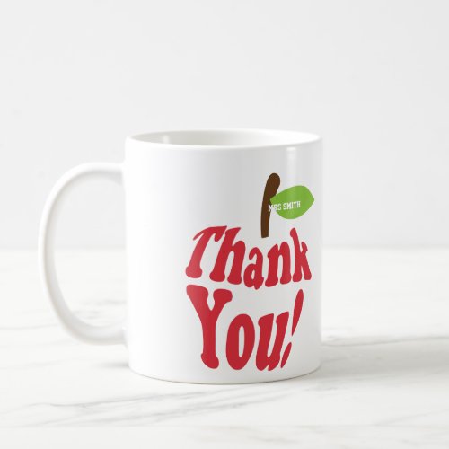 Thank You Red Apple Typography Teachers Mug