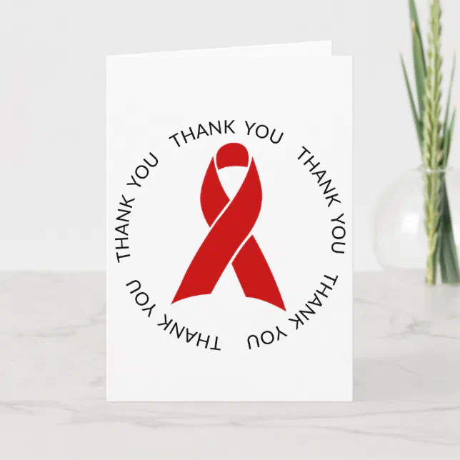 Thank You Red Awareness Ribbon Card (Front)