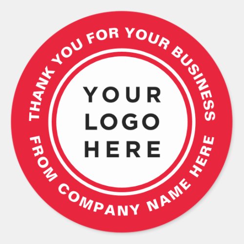 Thank you red borders eyecatching logo classic round sticker